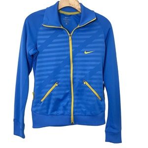 NIKE Dri-Fit Livestrong Women’s Zip Jacket Blue Yellow Small